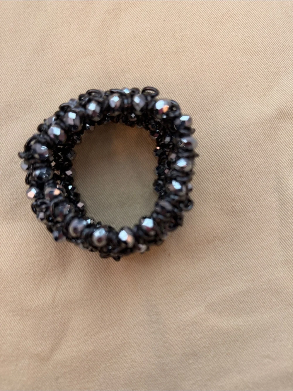 Black Beaded Chain Hair Accessory or Stretch Bracelet